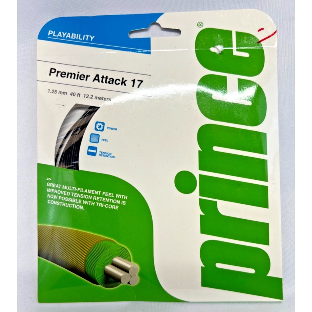 Prince Premier Attack 17 Tennis String 1.25mm 40ft Tri-Core Power Feel Set NEW